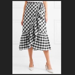 Black Glo ruffled gingham cotton-poplin wrap skirt. Size 0